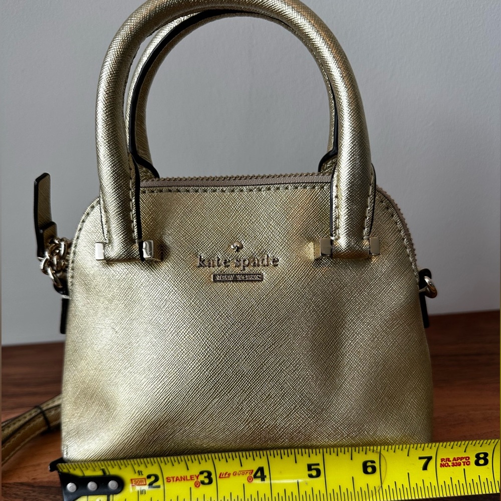 Kate Spade Cedar Street Gold Mini Maise Metallic Leather Crossbody - Picture 12 of 17